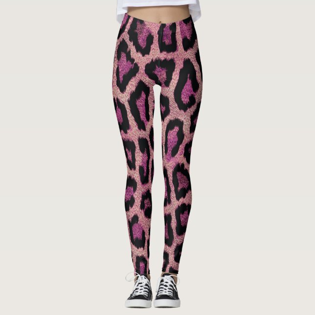 Rosa Leopard-Farbe Leggings (Vorderseite)