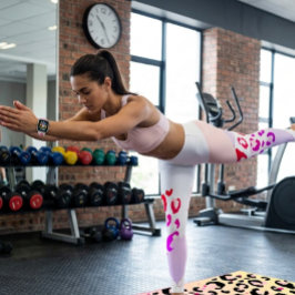 Rosa Leopard Geometrisch Leggings
