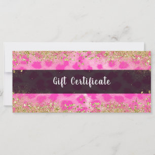 Rosa Leopard Gepard Gold Glitter Geschenkgutschein