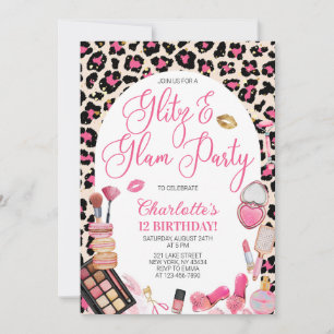 Rosa Leopard Glanz und Glamour Party Geburtstagsfe Einladung