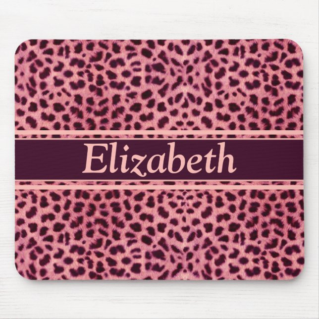 Rosa Leopard-Haut-Muster personifizieren Mousepad (Vorne)