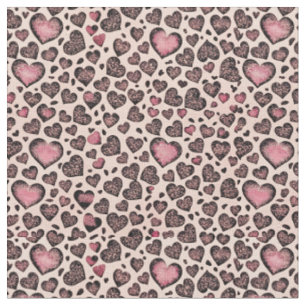 Rosa Leopard Herzmuster auf Blush Stoff