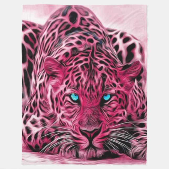 Rosa Leopard-kundenspezifische Fleece-Decke, groß Fleecedecke (Vorderseite)