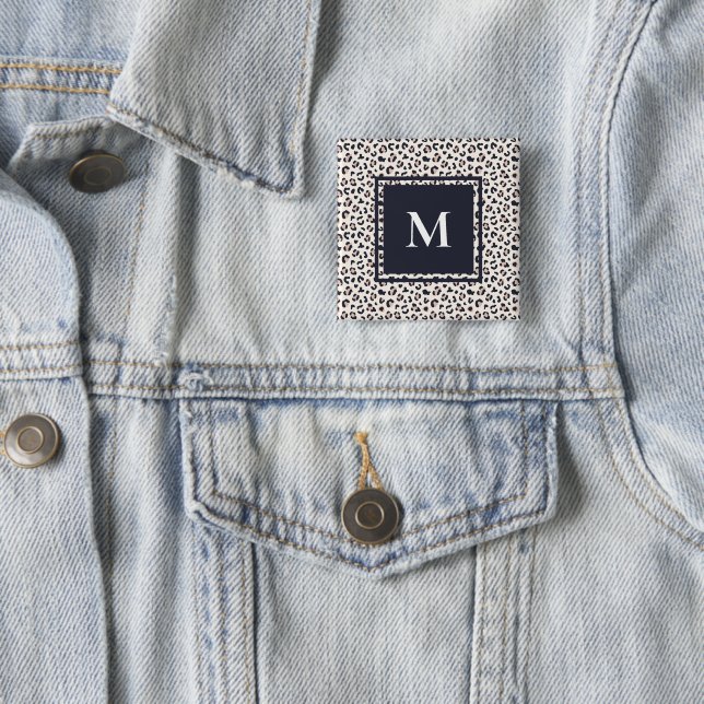 Rosa Leopard-Monogramm Button (Beispiel)