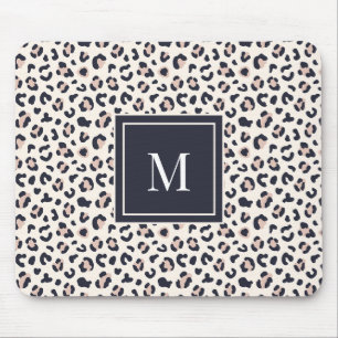 Rosa Leopard-Monogramm Mousepad