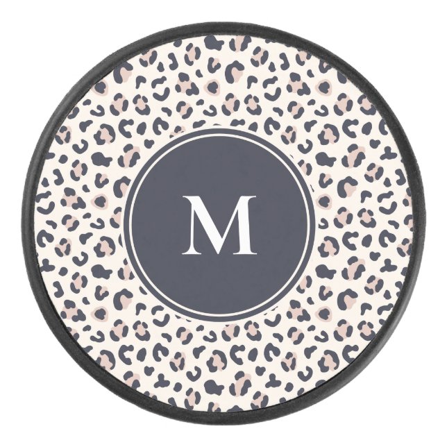 Rosa Leopard-Muster Eishockey Puck (Vorderseite)