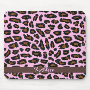 Rosa Leopard-Pelz Girly Mousepad