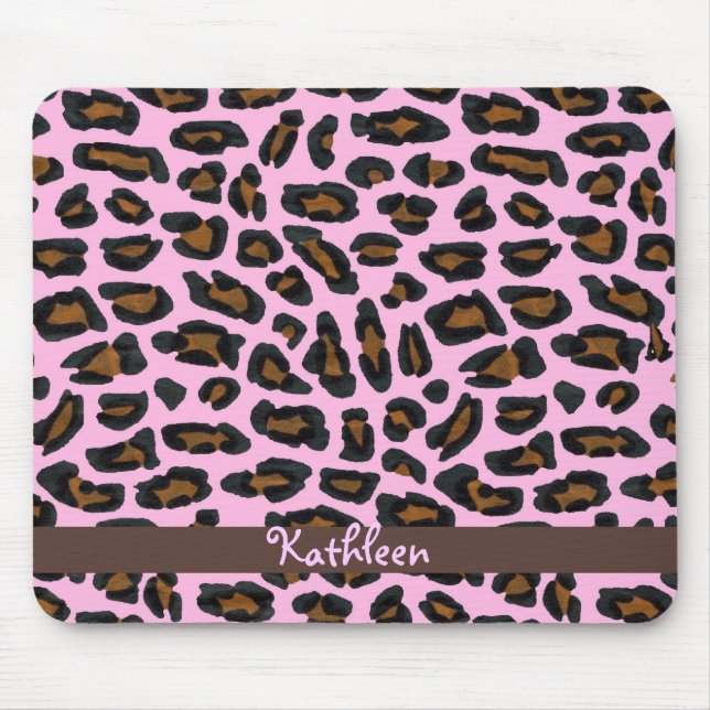 Rosa Leopard-Pelz Girly Mousepad (Vorne)