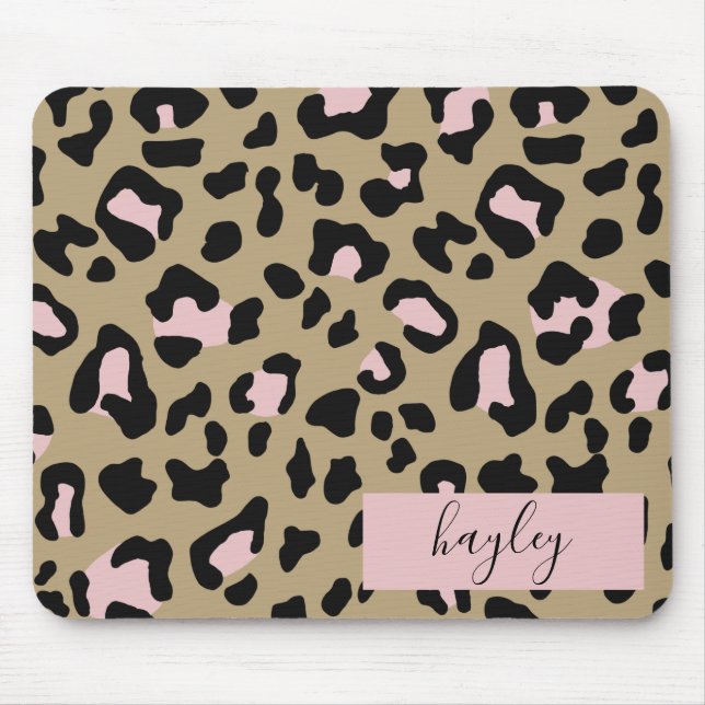 Rosa Leopard Personalisiert Mousepad (Vorne)