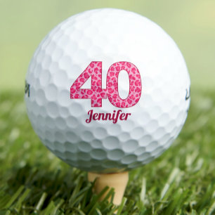 Rosa Leopard Print 40. Geburtstag Golfer 40 Jahre Golfball