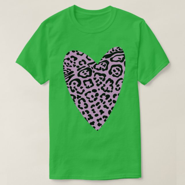 Rosa Leopard Print Heart T-Shirt (Design vorne)