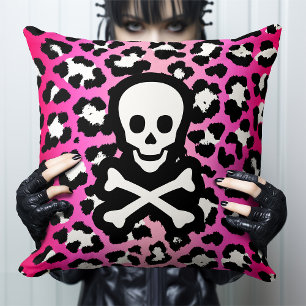 Rosa Leopard Print Piratenflagge Pirate Kissen