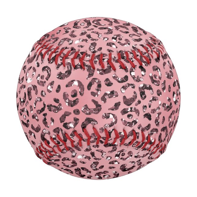 Rosa Leopard Print Sparkor Glitzer Baseball (Vorderseite)