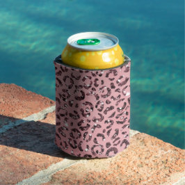 Rosa Leopard Print Sparkor Glitzer Dosenkühler