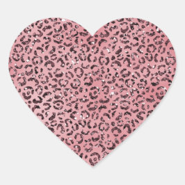Rosa Leopard Print Sparkor Glitzer Herz-Aufkleber