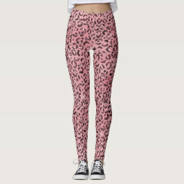 Rosa Leopard Print Sparkor Glitzer Leggings