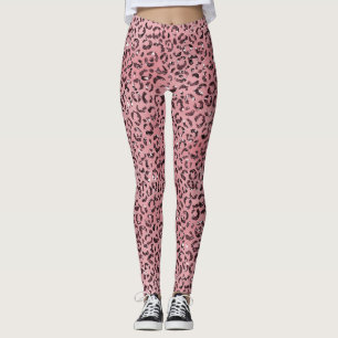 Rosa Leopard Print Sparkor Glitzer Leggings