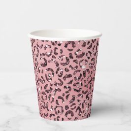 Rosa Leopard Print Sparkor Glitzer Pappbecher