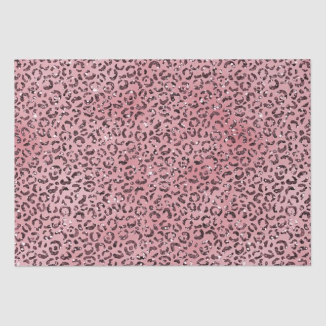 Rosa Leopard Print Sparkor Glitzer Seidenpapier (Vorderseite)