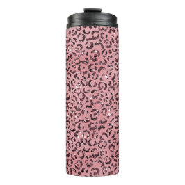 Rosa Leopard Print Sparkor Glitzer Thermosbecher