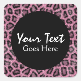 Rosa Leopard Print Trendy Fur Muster Wild Tier Quadratischer Aufkleber