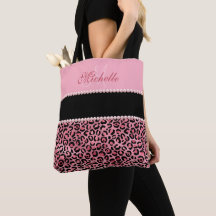 Rosa Leopard Schwarz und Rosa Monogramm-Tasche