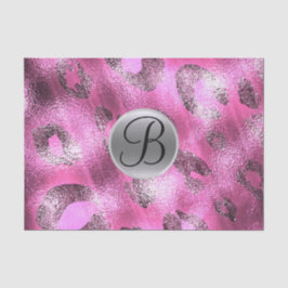 Rosa Leopard Shine Elegant Monogram Letter Initial Seidenpapier