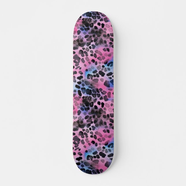 Rosa Leopard-Skateboard Skin Print Skateboard (Vorne)