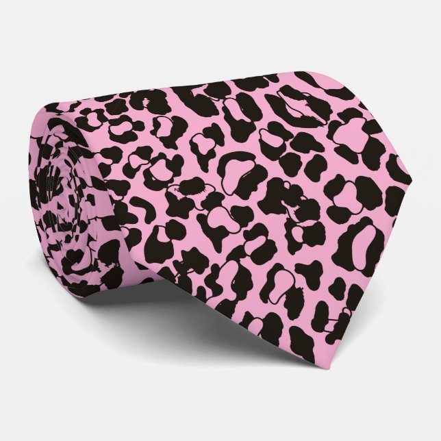 Rosa Leopard-Tierdruck Krawatte (Gerollt)