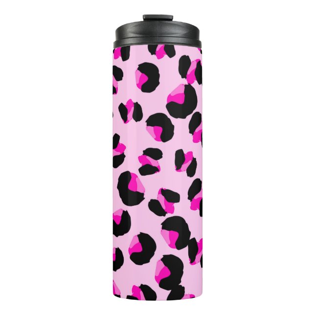 Rosa Leopard. Tierhaut Muster. Leopard. Panther Thermosbecher (Vorderseite)