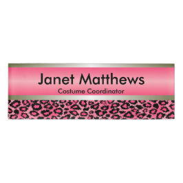 Rosa Leopard und Gold metallisch Namenschild