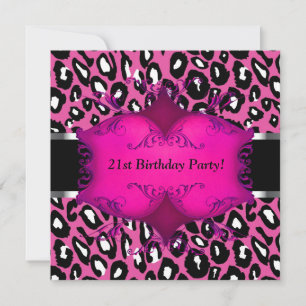 Rosa Leoparden Frauen 21. Geburtstag Party Einladung