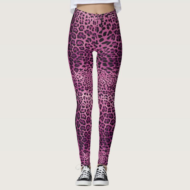 Rosa Leoparden Leggings (Vorderseite)