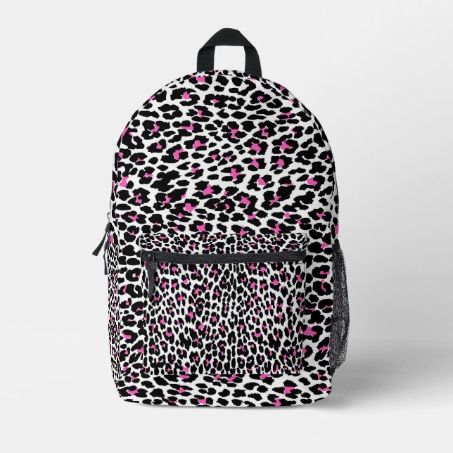 rosa Leopardendrucke Bedruckter Rucksack (Vorderseite)