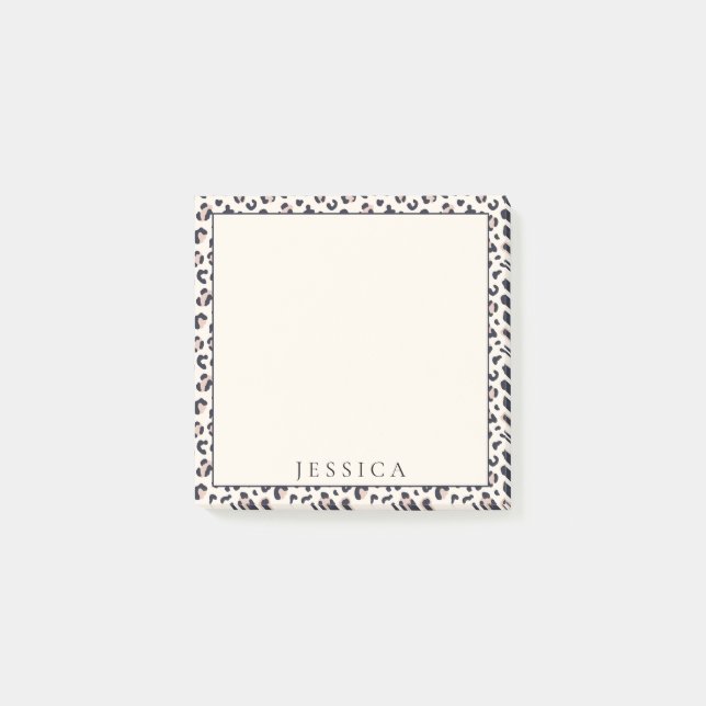Rosa Leopardenmuster, individuelle Name Post-it Klebezettel (Vorderseite)