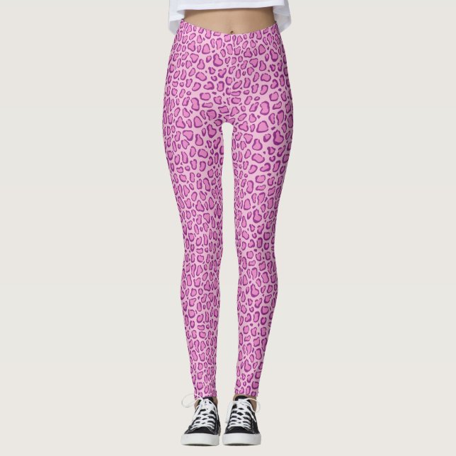 Rosa Leopardenmuster Leggings (Vorderseite)