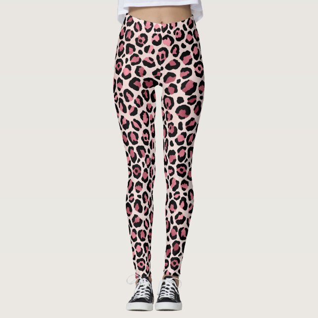 Rosa Leopardenmuster Leggings (Vorderseite)