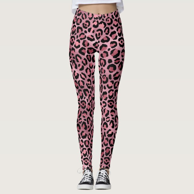 Rosa Leopardenmuster Leggings (Vorderseite)