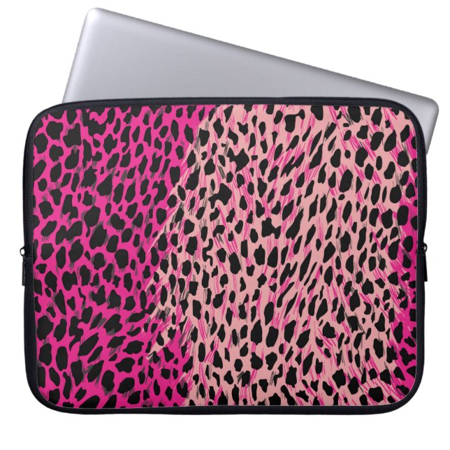Rosa Leopardenmuster Textilfabricanimal, Backgrob Laptopschutzhülle (Vorderseite)
