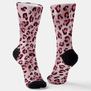 Rosa Leopardenprint Künstlerischer Wildkatzenfellt Socken