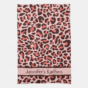 Rosa Leopardenprint Retro-Küchenhandtuch Geschirrtuch