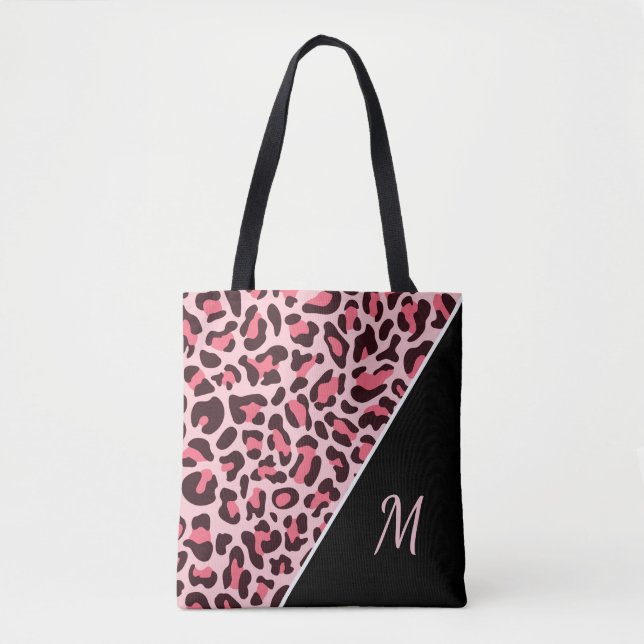 Rosa Leopardenprint-Tasche Gepard Monogramm Tasche (Vorderseite)