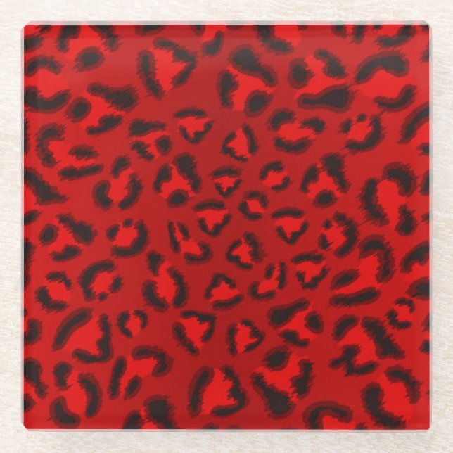 Rosa Leopardenstruktur. Glasuntersetzer (Vorderseite)