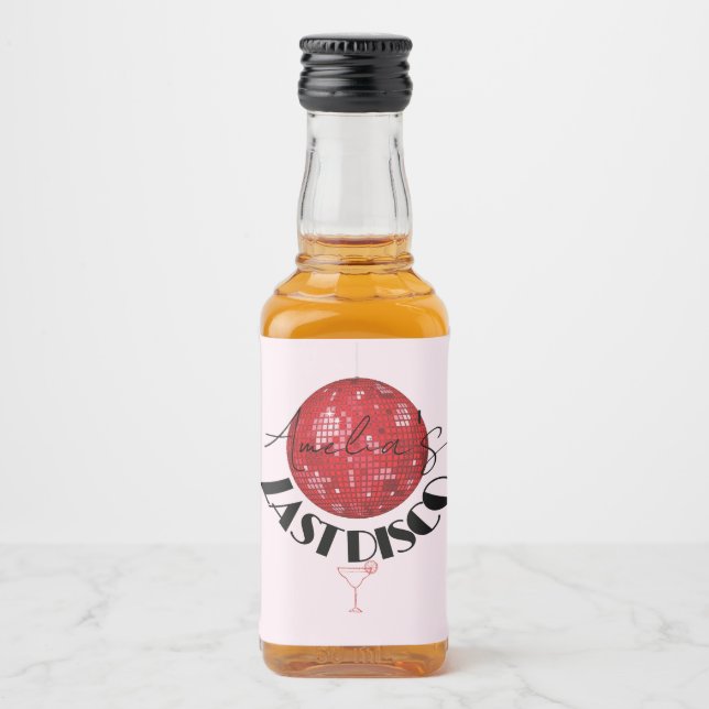 Rosa letzte Disco-Kugel beim Party Alkoholflaschenetikett (Vorderseite)
