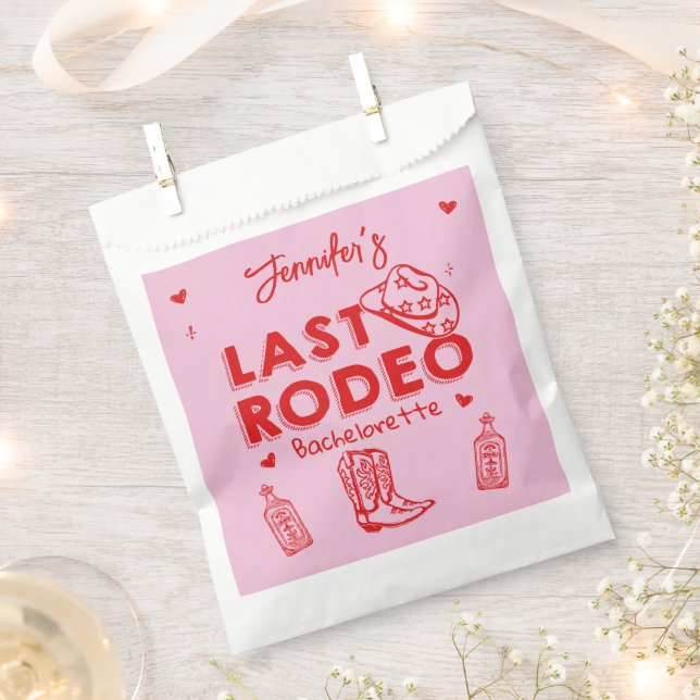Rosa Letzte Rodeo Cowgirl Junggeselinnen-Abschied Geschenktütchen (Ausgeschnitten)