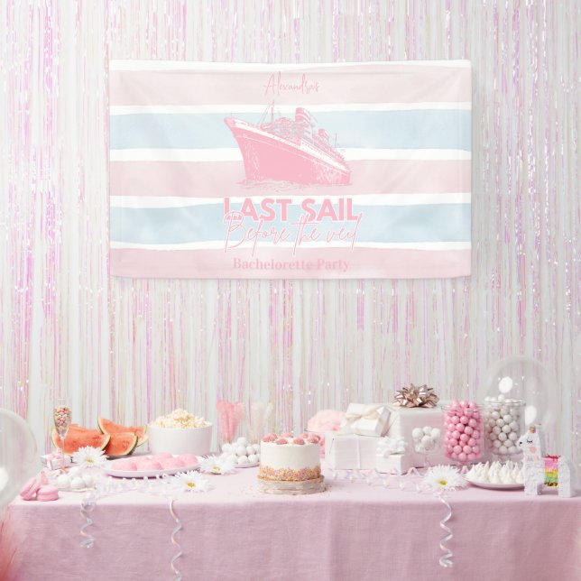 Rosa letzte Segel vor dem Schleier Bachelorette Banner (Party)
