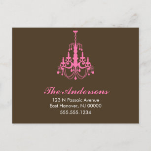 Rosa Leuchter-bewegliche Mitteilungen Ankündigungspostkarte