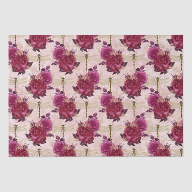 Rosa Libellen und Rose Seidenpapier (Vorderseite)