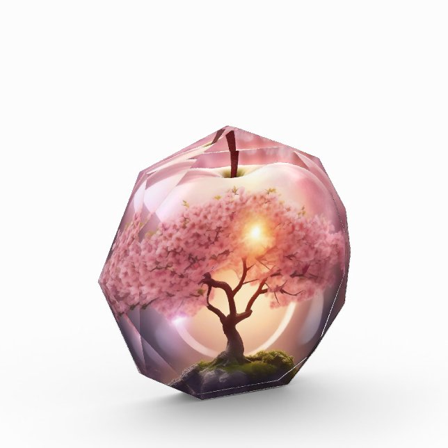 Rosa lichtdurchlässiger Apfelwein mit Apfelbaum-Sz Fotoblock (Links)