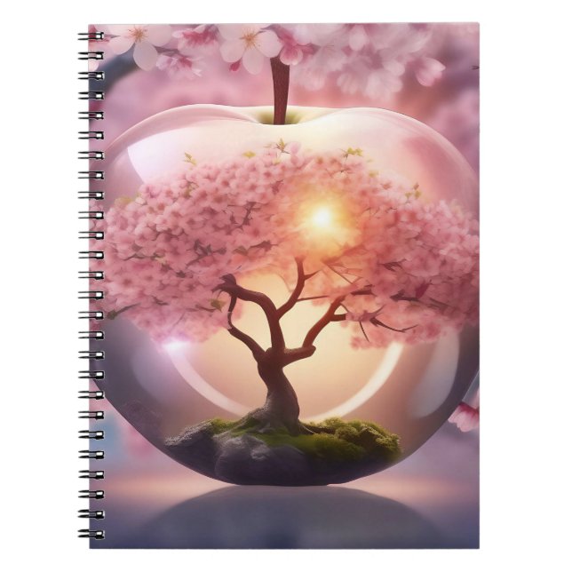 Rosa lichtdurchlässiger Apfelwein mit Apfelbaum-Sz Notizblock (Vorderseite)